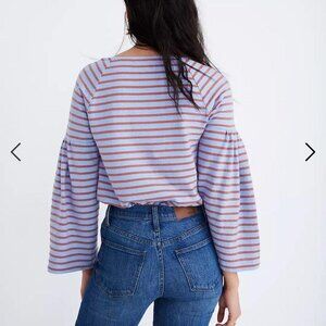 Madewell Shirred-Sleeve Sailor Top SMALL